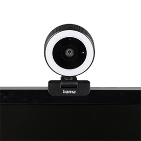 Hama "C-800 Pro" Webcam with Ring Light, QHD 2K, with Microphone, Remote Control, LED